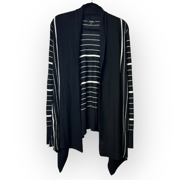 Apt 9 Black and White Stripes Open Waterfall Cardigan L - Picture 1 of 6